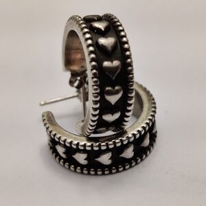 Silver Heart Hoop Earrings